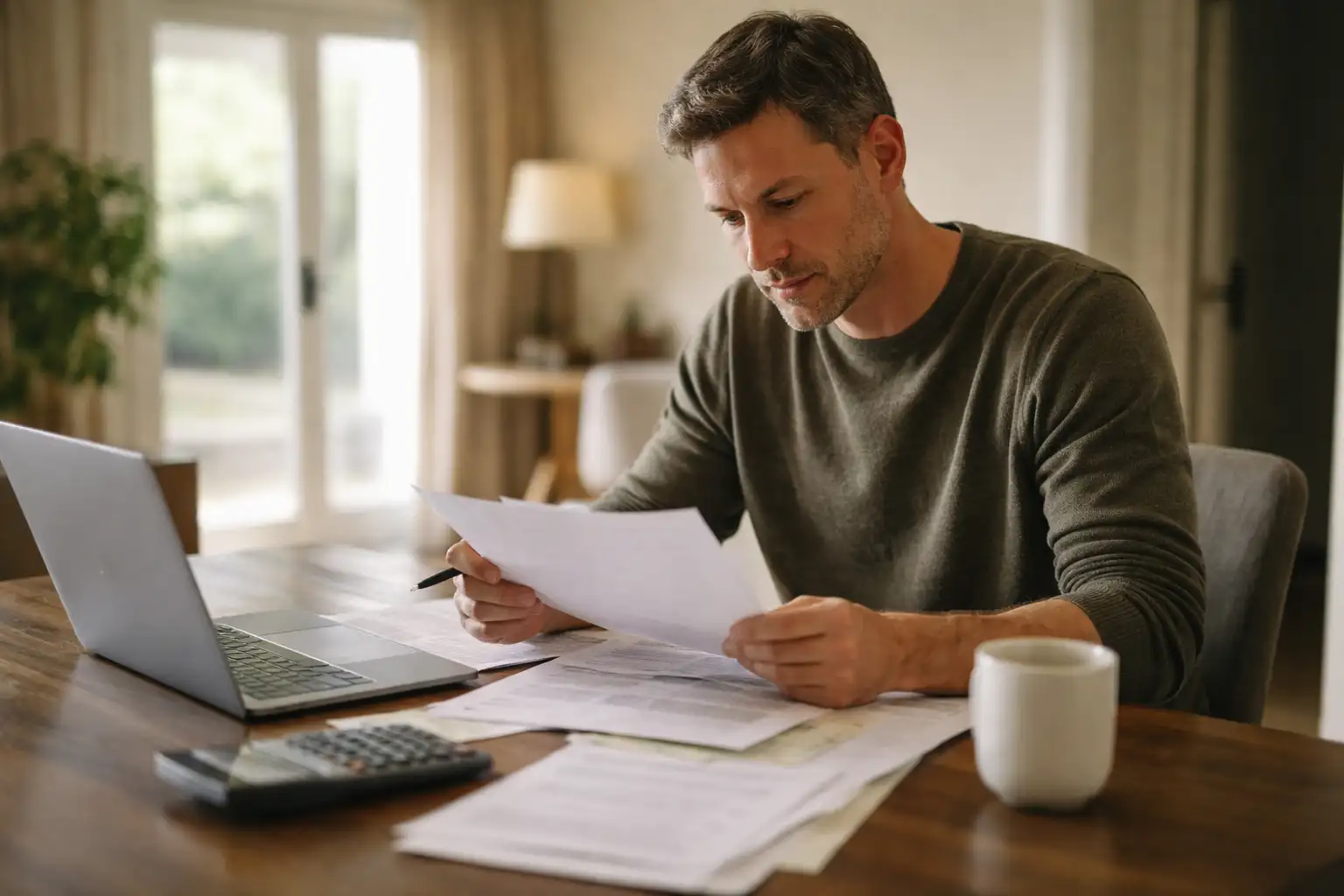 homeowner reviewing financial paperwork while exploring options for selling a house during bankruptcy in Indiana
