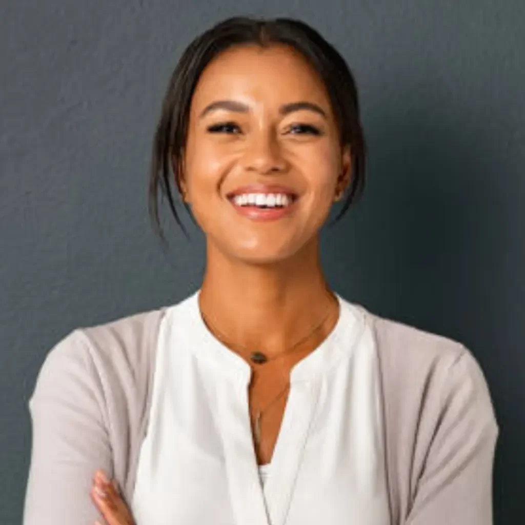 Smiling Woman After a Smooth, Agent-Free Home Sale in Lawrence Indianapolis woman smiling confidently after selling her home without using an estate agent